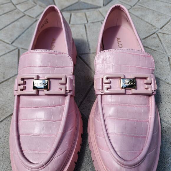 Aldo Tobey Croc Print Faux Leather Loafers 8 - Picture 4 of 11